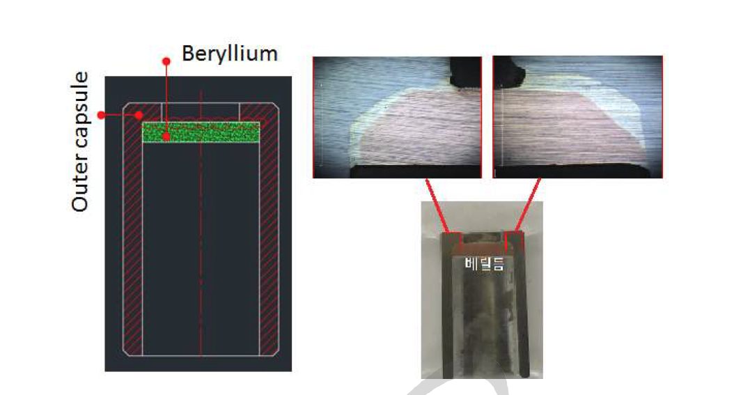 캡슐 모형 및 브레이징 후 filler가 캡슐과 윈도우에 확산된 상태