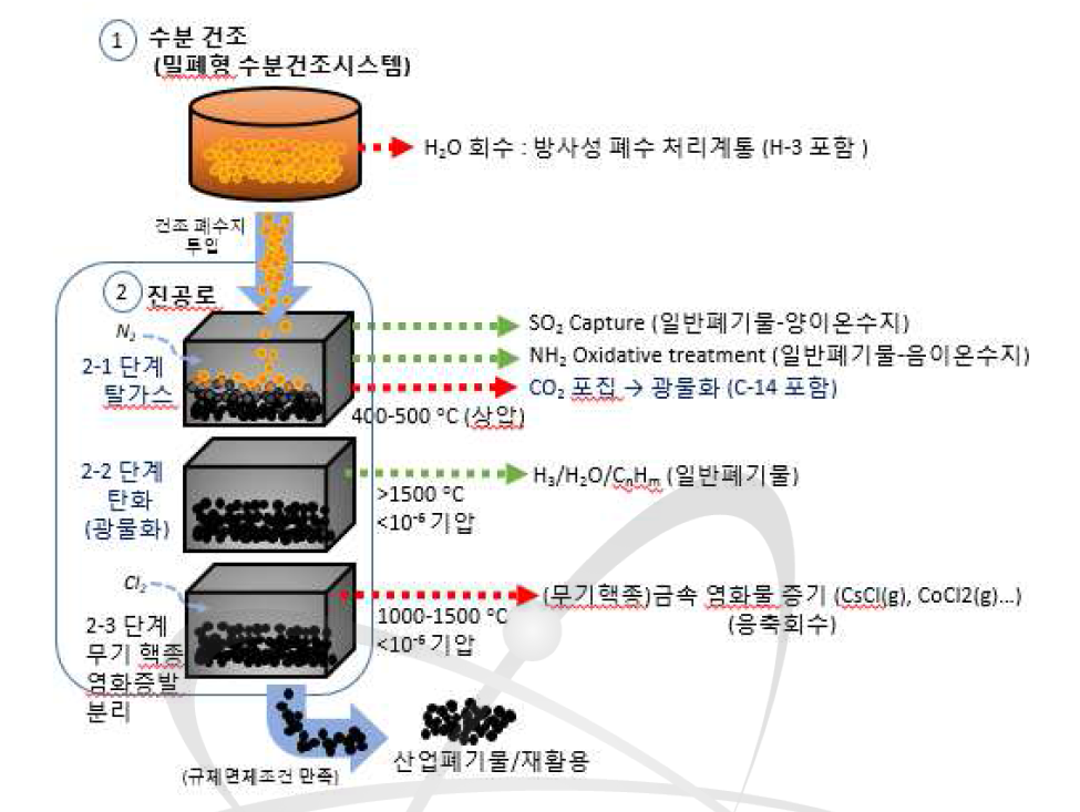 Conceptual diagram of spent ion exchange resin by nuclide evaporate separation after mineralization