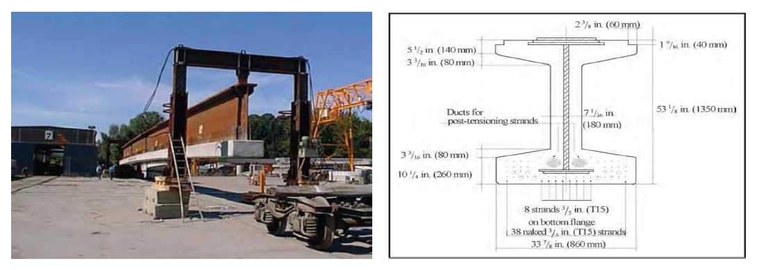 Flexstress(Precambered) beam at precasting yard and cross section