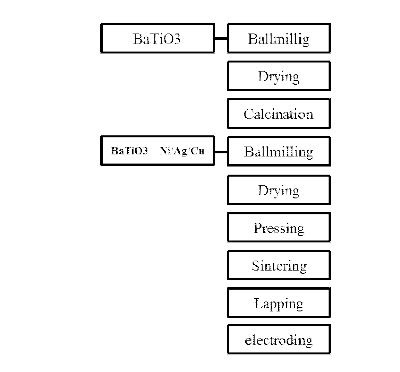 BaTiO₃- Ni, Ag, Cu 복합 유전체 제조 공정
