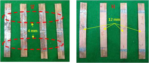 접합에 사용된 bridge type joining pieces.