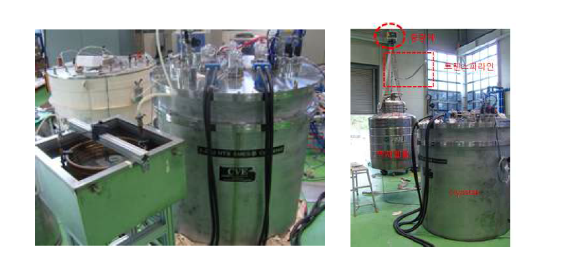 가스 히팅장치 액체헬륨 주입 장면