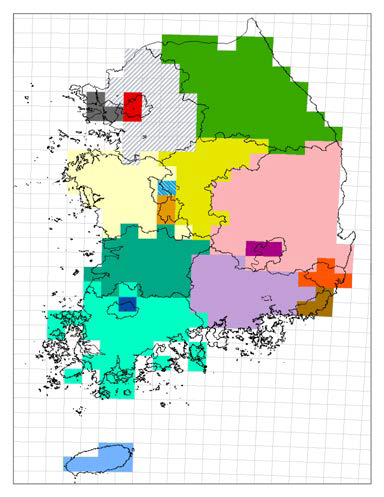 Spatial definition of S-R regions by gridded domain