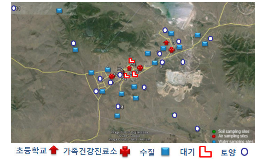 Environmental sampling sites in Erdenet City