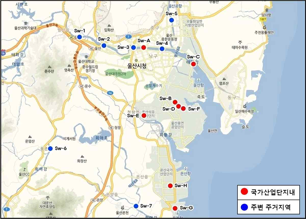 수질 조사지점 위치도