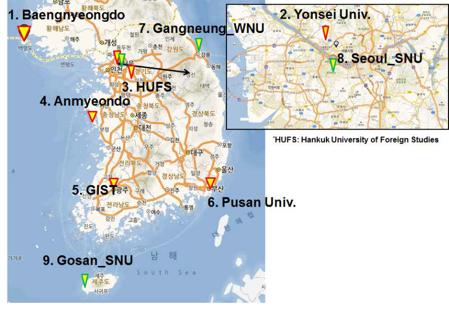 AERONET sites in Korea for KORUS-AQ