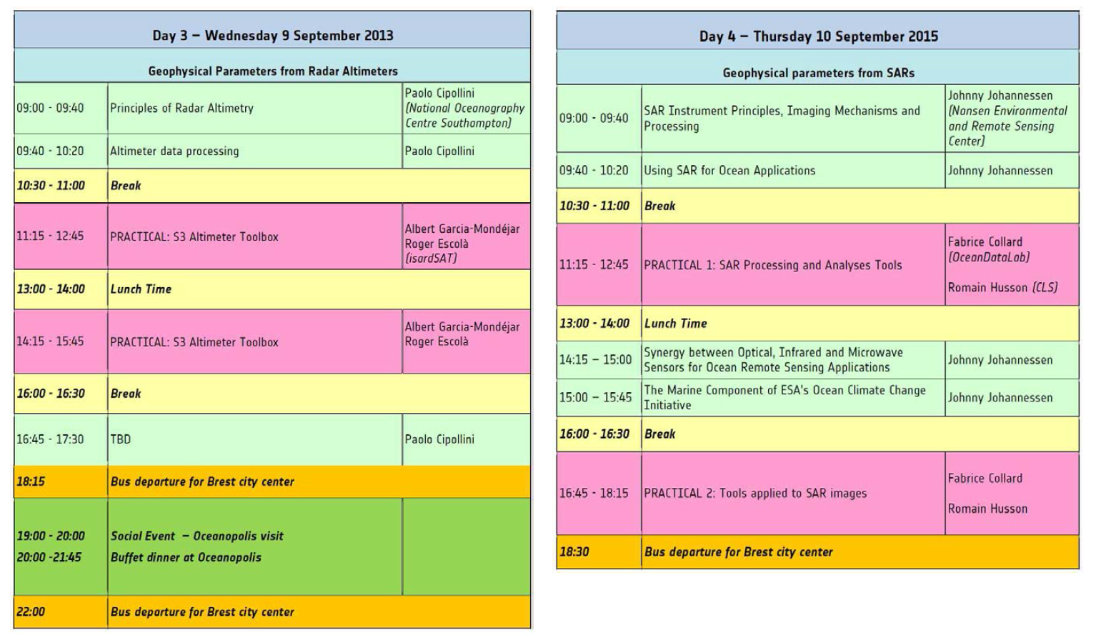 Advanced Training Course in Ocean Remote Sensing (7-11 September 2015) -2