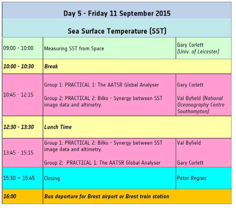 Advanced Training Course in Ocean Remote Sensing (7-11September 2015) -3