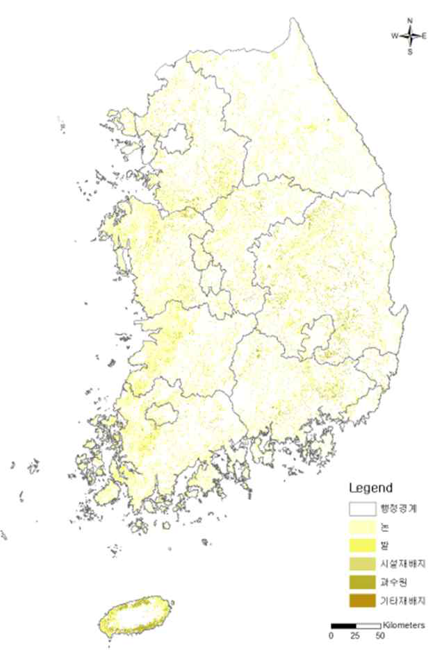 전국 토지피복도 (농경지)