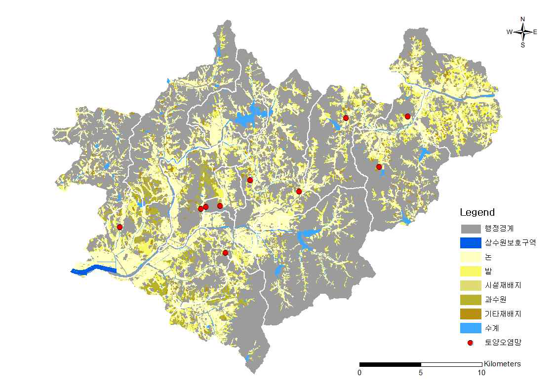 경기도 안성시 환경부 토양측정망 측정지점 (유기인)
