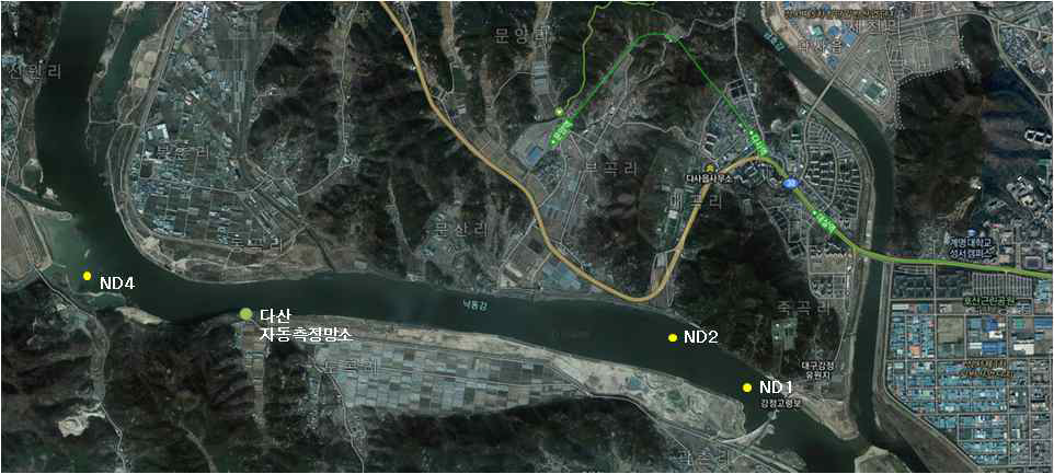 Water and sediment sampling point of Kangjeong-Goryeong Weir.