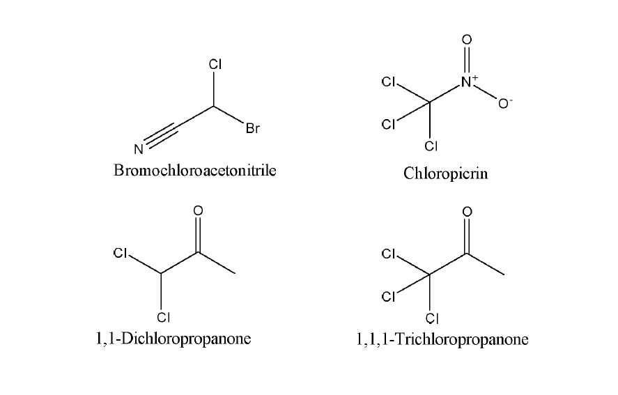 Structures of chlorination disinfection by-products.
