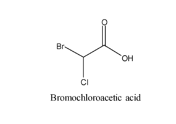 Structures of bromochloroacetic acid.