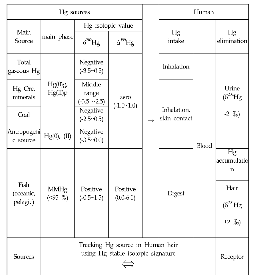 A diagram of the transport and deposi甘on of Hg source to human