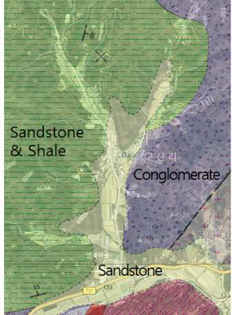 1:50000 scale geology map of the sampling area.
