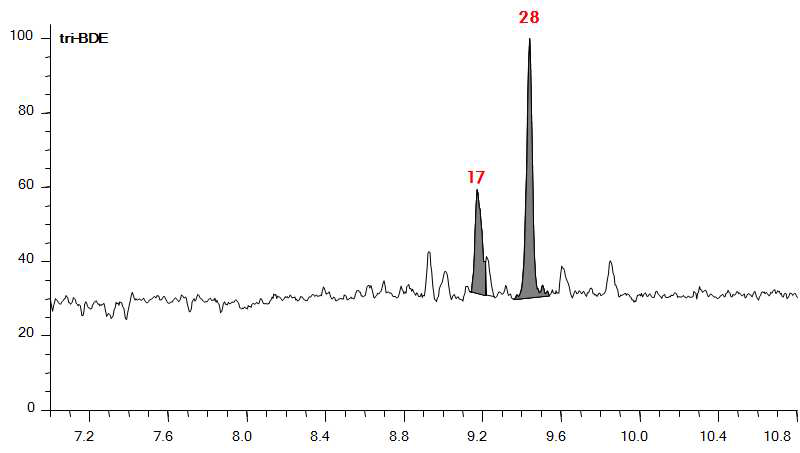 Tri-BDE의 대기 실제시료 분석 Chromatogram (C지역)