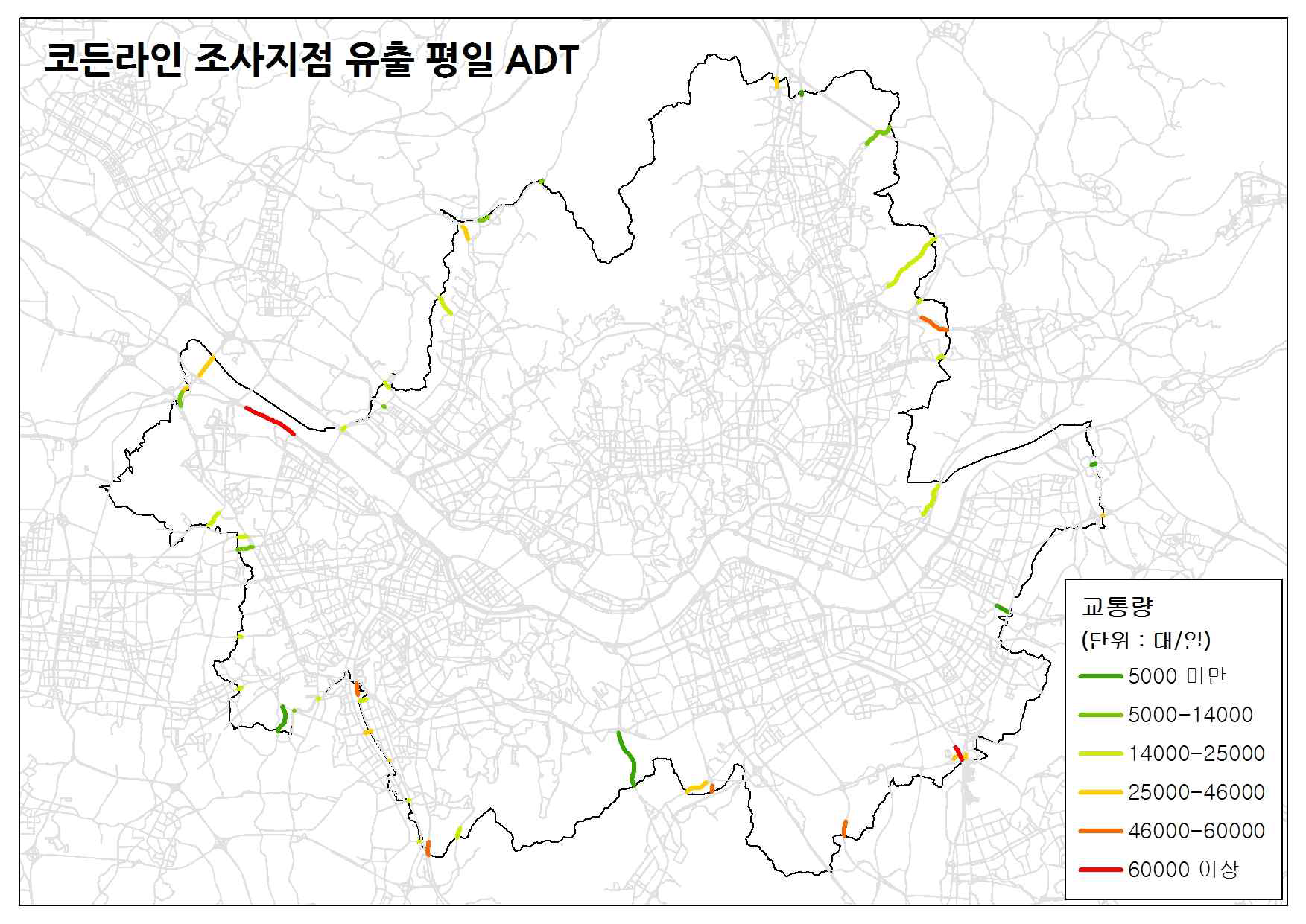 코든라인 교통량조사지점 유출방향 평일 ADT