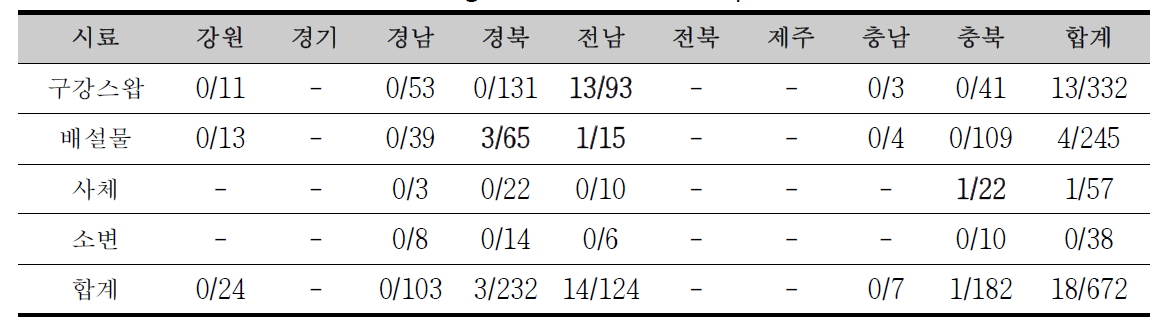 Coronavirus screening result of bat samples