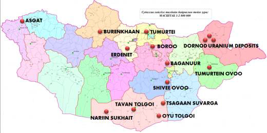 22 Aimags and 15 strategy mines in Mongolia2