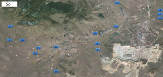 Soil Sample sites in Erdenet city