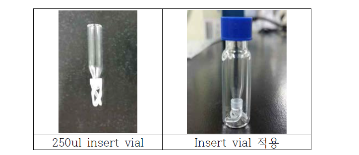 시험물질 insert vial 적용 사진