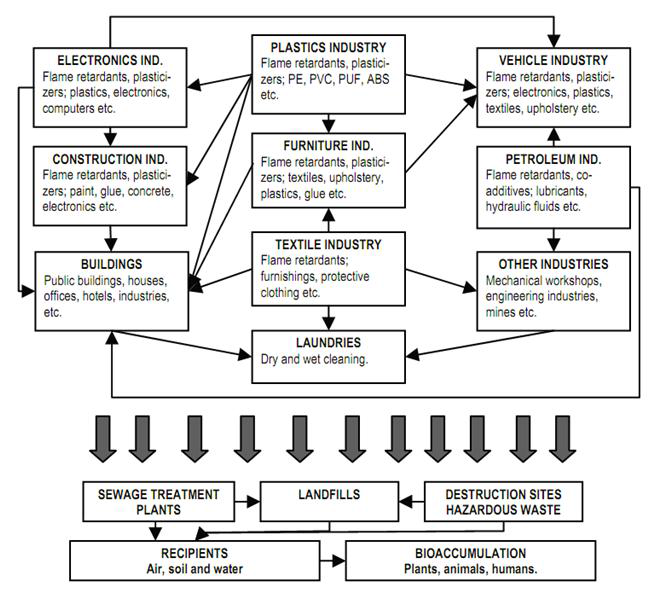 The fate of OPFRs in various environmental media