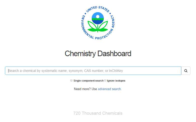 Chemistry Dashboard의 메인화면