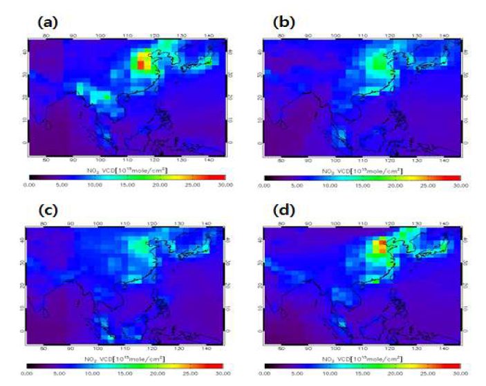 Spatial distribution of NO2 using simulated radiance