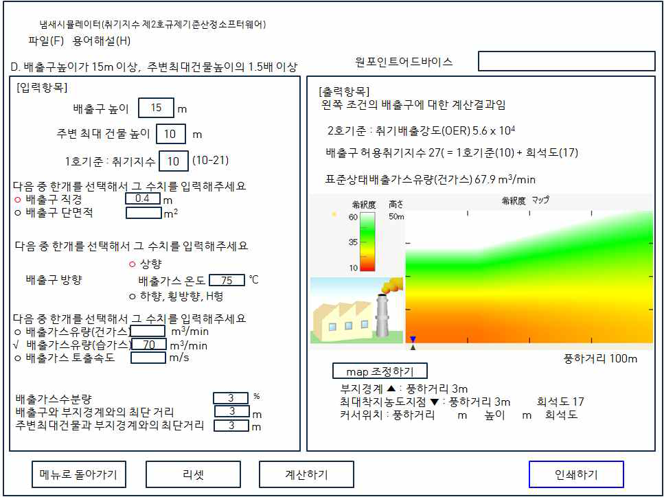 D pattern screen for odor index calculation program.