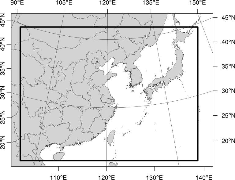 GIST GFS-WRF-CMAQ 예보 시스템 모의 영역