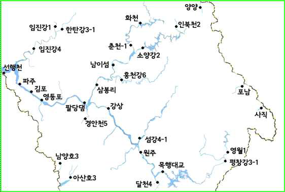 중권역 대표 지점 중 한강 유역 시료 채취 장소