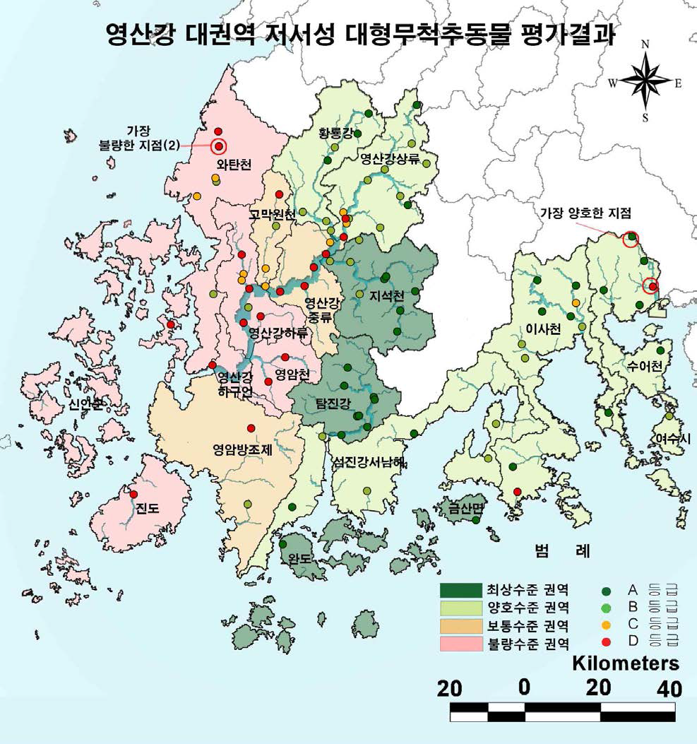 영산강 대권역 저서성 대형무척추동물 건강성 평가결과