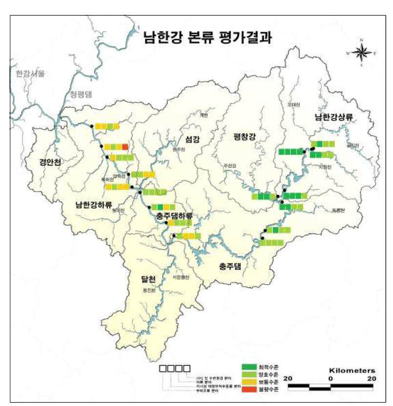 남한강 본류 수생태계 건강성 평가결과