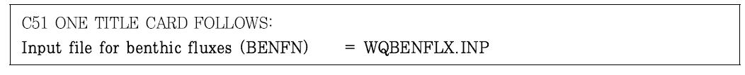 시‧공간별 용출율 지정을 위한 파일명 입력 형태 (WQ3DWC.INP, Card51)