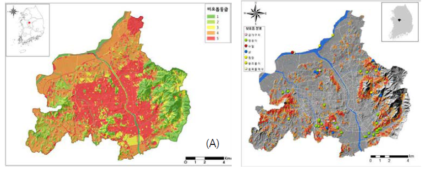 Biotope values (A) and species richness (B) of Cheongju-si.