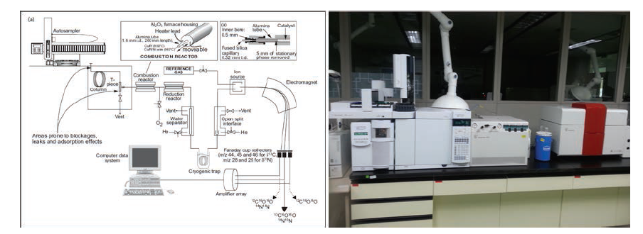 GC-IR/MS system for compound specific isotope analysis in NIER