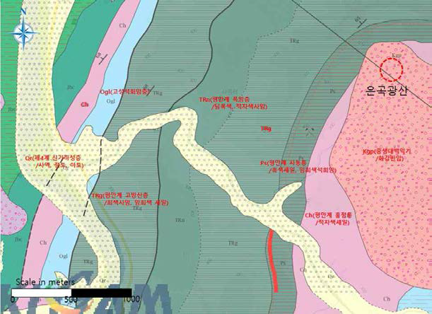 Geologic map of the Eungok mine area.