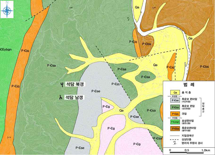 Geologic map of the Sukdam mine area.