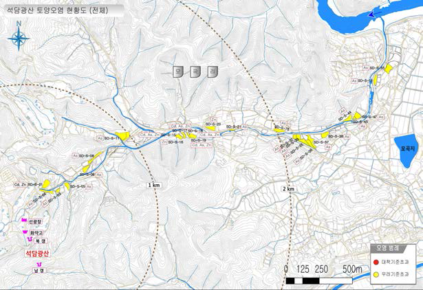 Pollution map of heavy metals in of the Sukdam mine.