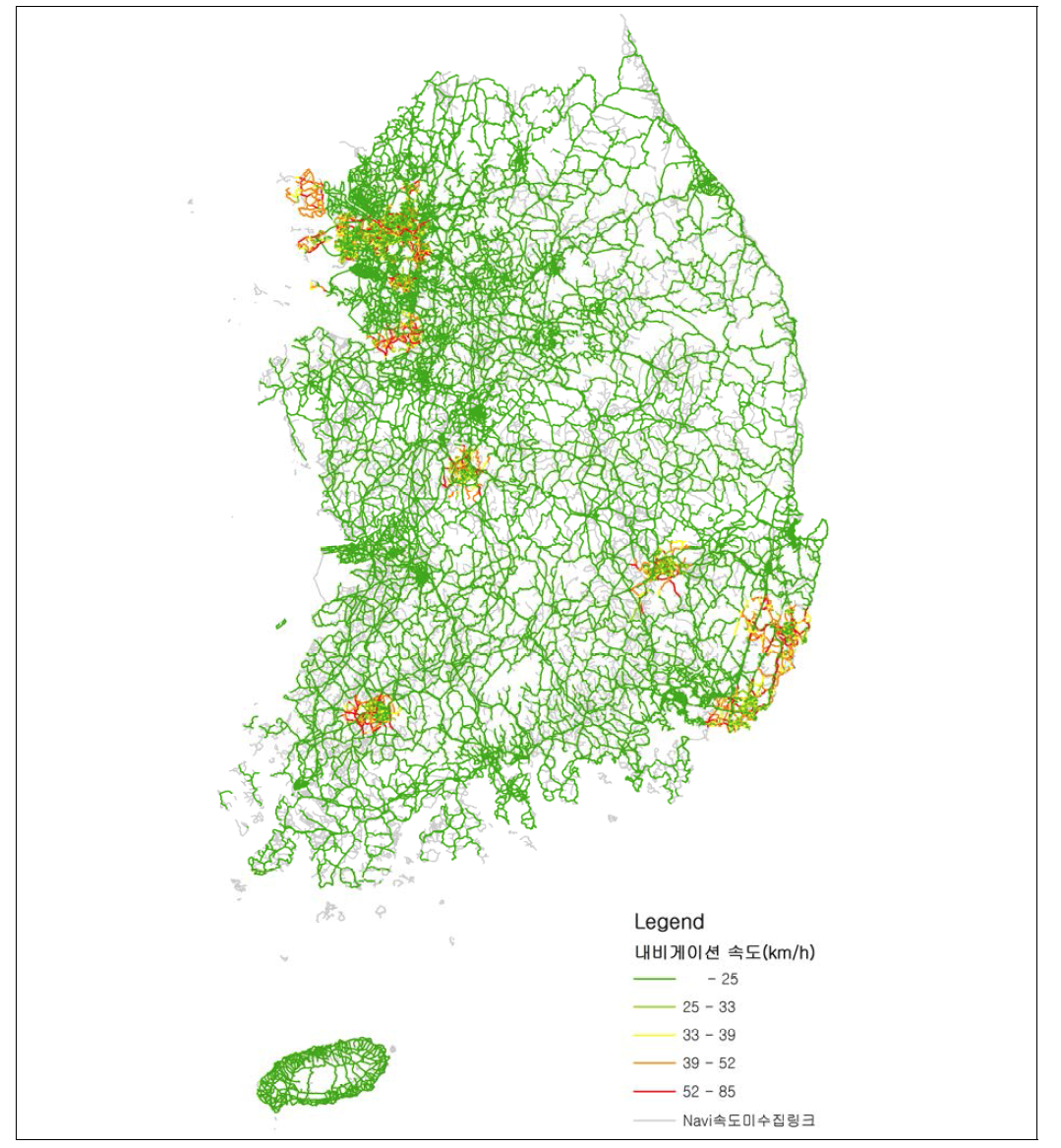 내비게이션 속도 부재구간 보정 전