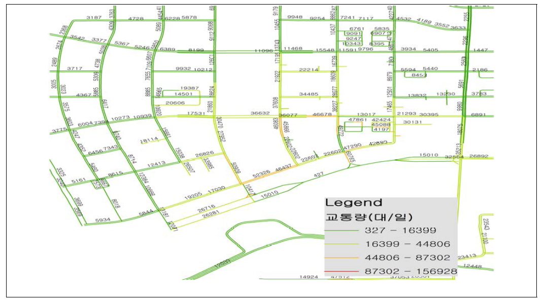 교통량 부재구간 추정결과 공간적 해상도(일부)