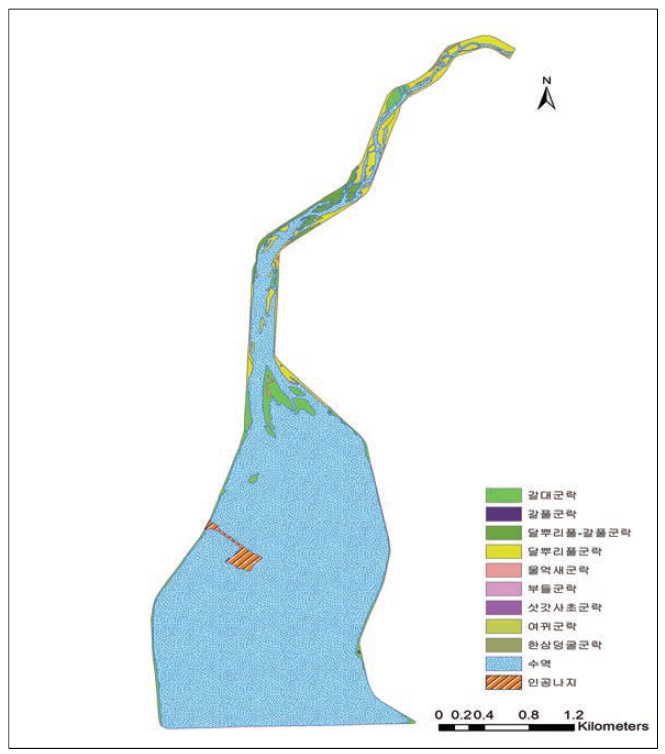 Actual vegetation map of Ganwolho wetland.