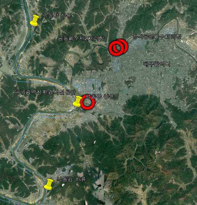 Sampling sites in Nakdong river.