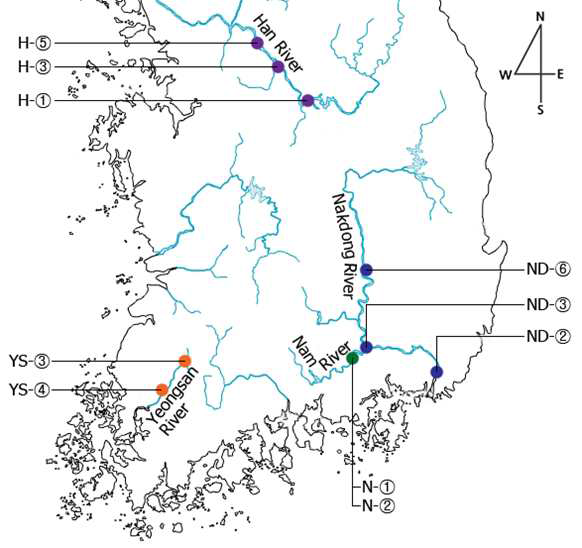 Locations of sampling sites.