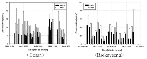 Daily mean variations of PM component during the intensive measurement period in 2012 at Gosan