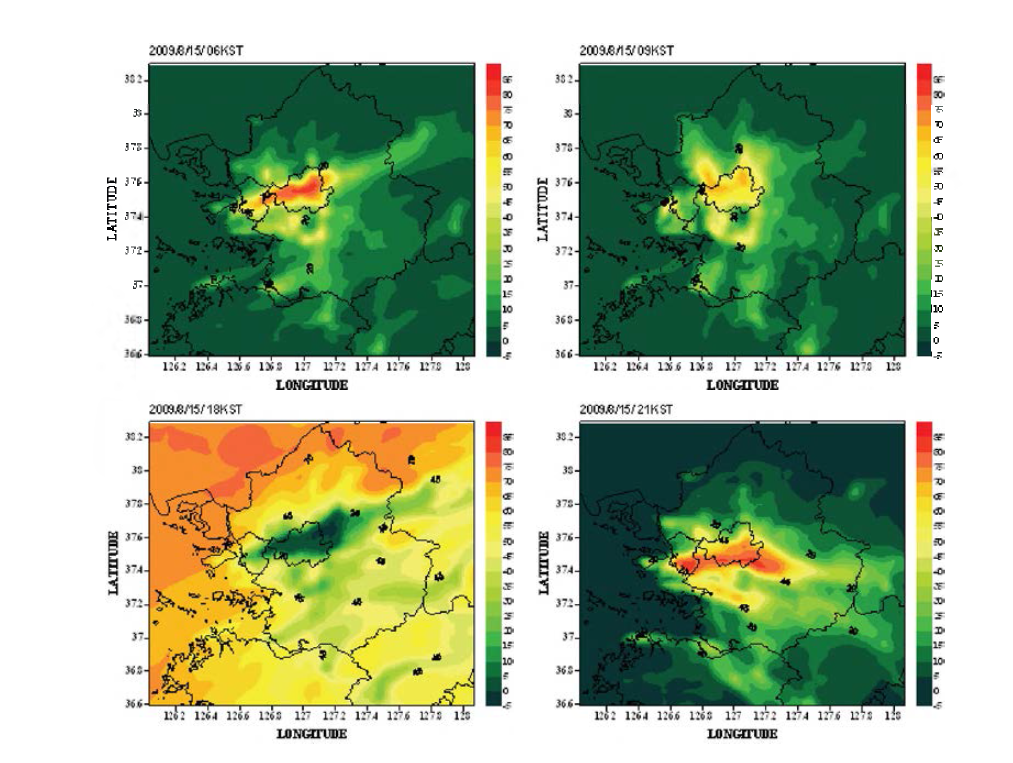 Spatial distribution of predicted and observed NO2 concentration in the Seoul Metropolitan Area