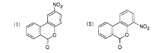 대기오염물질 중 돌연변이 활성도가 매우 큰 nitro-benzopyranone의 화학적 구조.