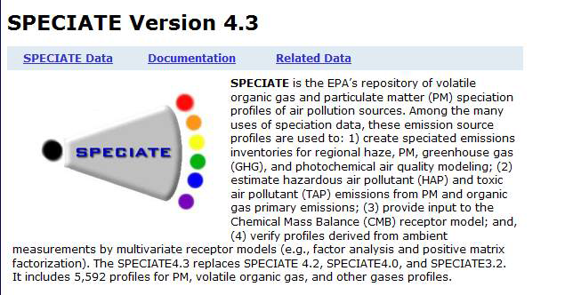 USEPA의 SPECIATE 4.3.