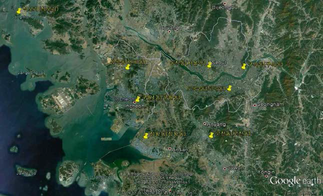 수도권 유해대기측정소 분포도.