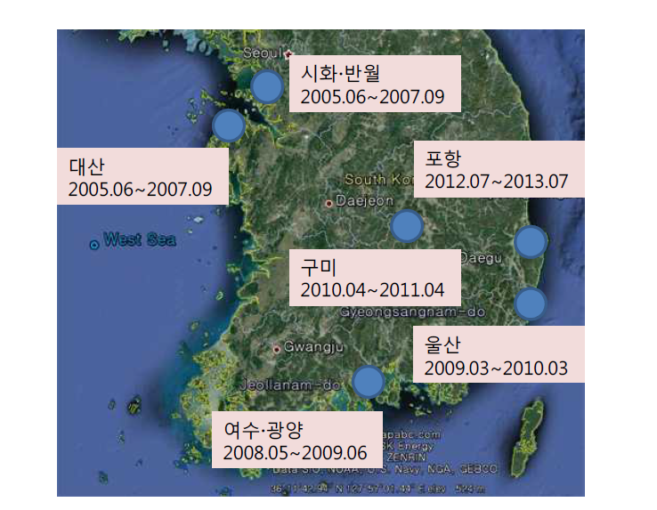 국가산단 HAPs 모니터링 지역.